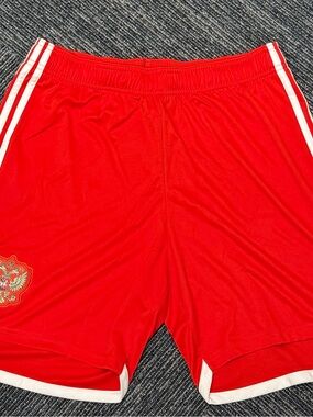 adidas Red Men’s Athletic Shorts with White Stripes